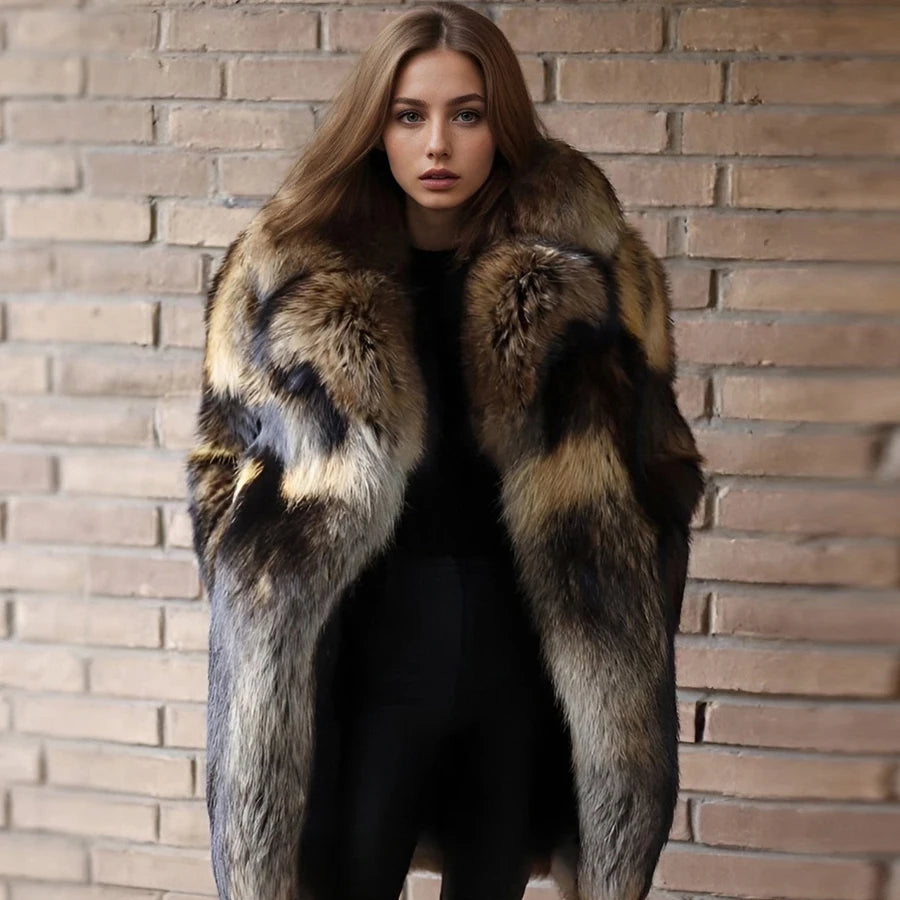 Natural Raccoon Fur Jacket With Collar Warm Winter Jackets For Women Real Fur Coat High Quality Genuine Fur Outwear