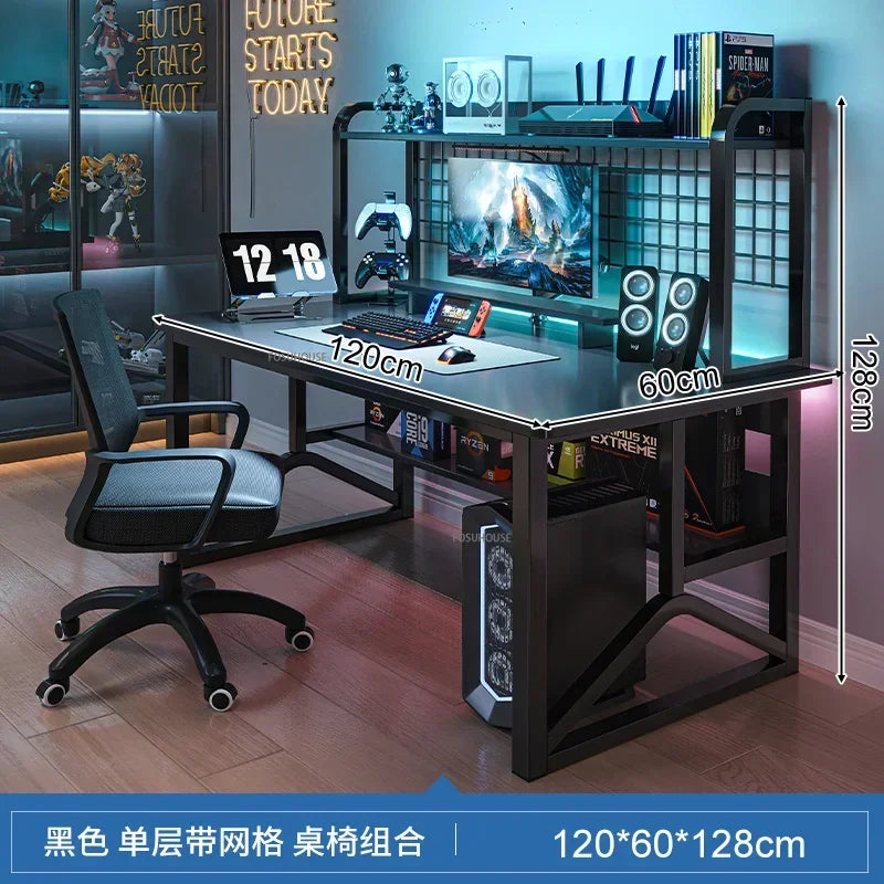 Home Office Table For Pc Gaming Desk Simple Desktop Computer Desks With Bookshelf Furniture Creative Reading Desk Gamer Table X