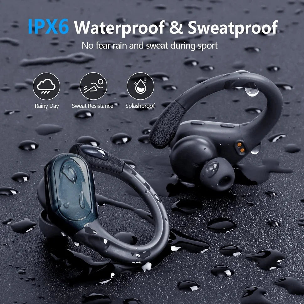 Bluetooth 5.3 Earphones True Wireless Headphones with Mic Button Control Noise Reduction Earhooks Waterproof Headset for...