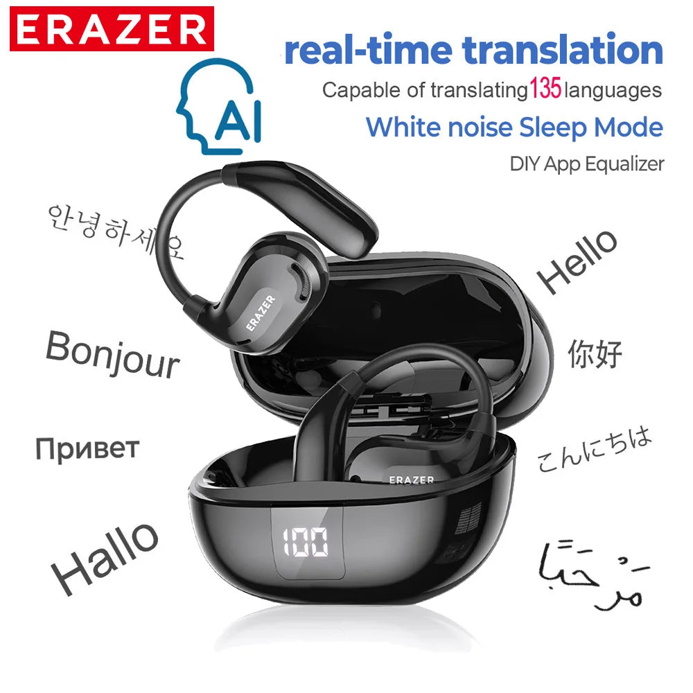 ERAZER XT66PRO Bluetooth Earphones ASMR Headsets DIY APP AI Translator Earbuds Wireless Headphones 13 Hours long life Display - Kimlud