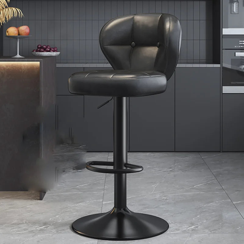 Leather Luxury Designer Bar Stools Minimalist Nordic Counter Gaming Bar Chairs With Back Comfortable Cadeira Trendy Furniture - Kimlud