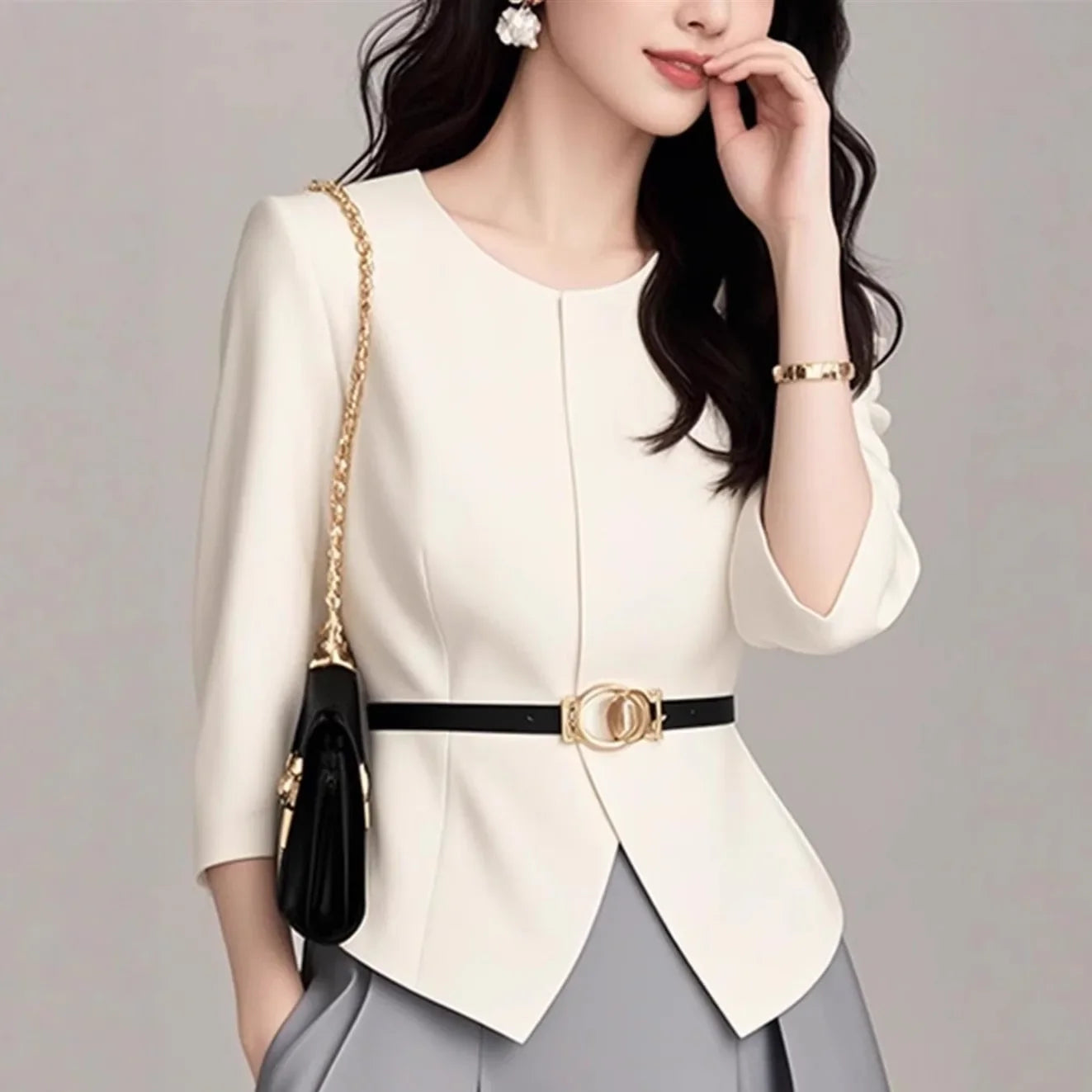 Elegant Commuter Women's Skirt Set Salt System Street Style Powerful Presence High Fashion Long Ankle Polyester Fiber