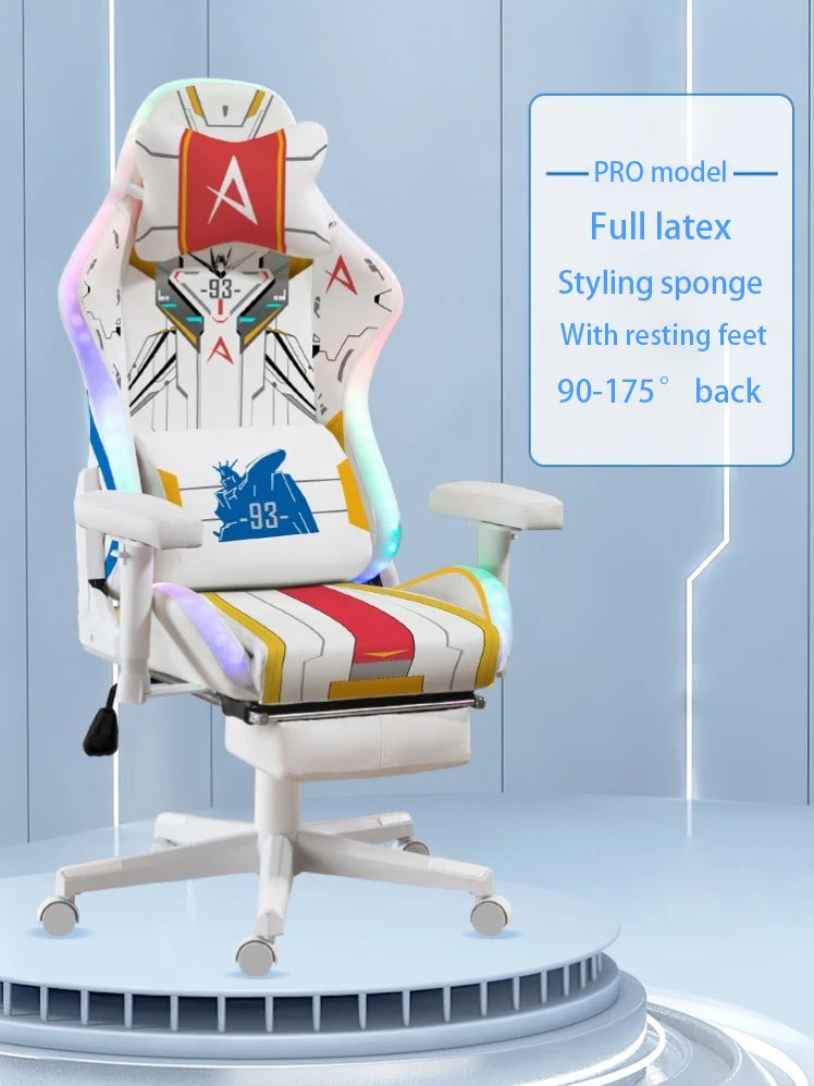 2026 New Gaming Chair LED Light Office Home Computer Chair Lift Swivel Reclining Boss Chair PRO Mode with Footrest