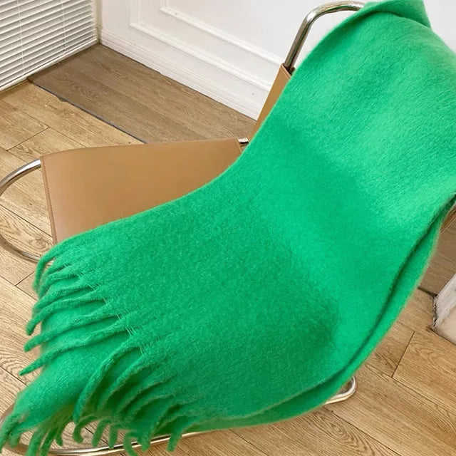 2025 Women Scarf Winter Warm Thick Shawl Wraps Fashion Solid Color Pashmina Scarves Long Tassel Hijab Stoles Bufanda Cashmere - Kimlud