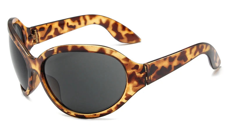 Oversized Y2K Sunglasses Women Lady Trendy Big Frame Vintage Wrap Around Sun Glasses Fashion Futuristic Punk Silver Shades 2000s - Kimlud