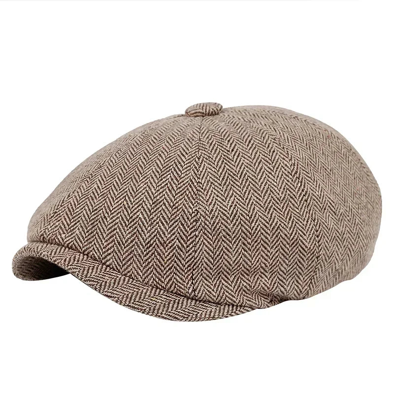 2025 New Classic Hat for Men Caps Vintage Retro Tweed Peaky Blinders Beret Hat Flat Peaked Cap Street Hats for Women Men