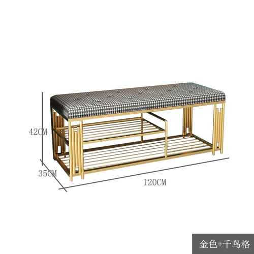 Fashion Cloakroom Hotel Shoe Changing Stools Light Luxury Living Room Storage Ottomans Creative Household Furniture Shoe Shelf T - Kimlud