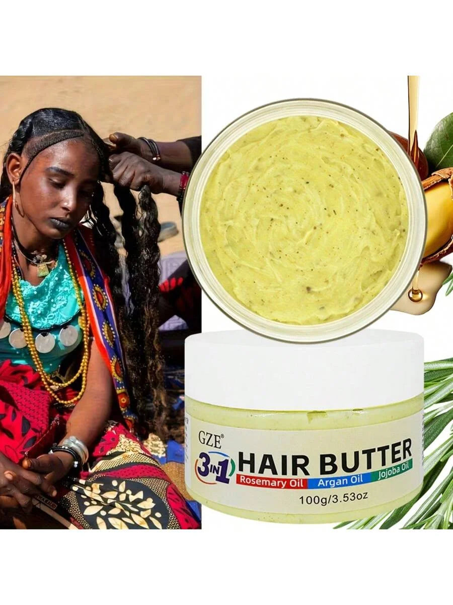 GZE 3 in 1 Hair Butter Nourishing Cream with Rosemary, Argan & Jojoba Oils for Deep Conditioning, Frizz Control, Stong Hair Root - Kimlud
