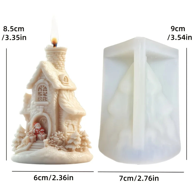 2025 Christmas House Fragrance Candle Silicone Mold Santa Claus Santa Claus Knocking On Door Giving Gifts Resin Plaster Molds