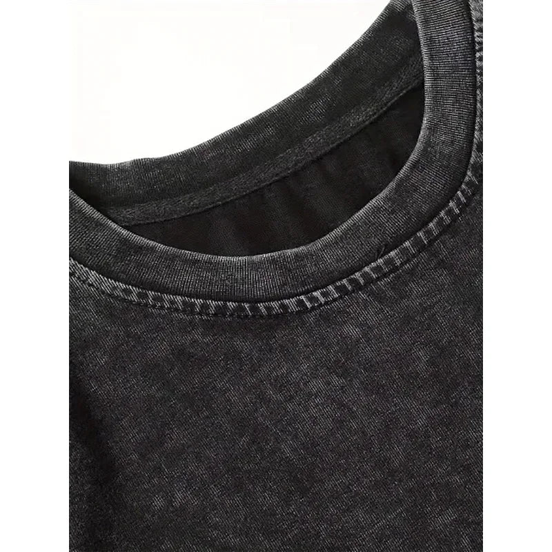 Men's Gothic Style Dark Style Retro Short Sleeved Street Washed Cotton Loose Fitting Unisex T-shirt Fashion Trend Y2K