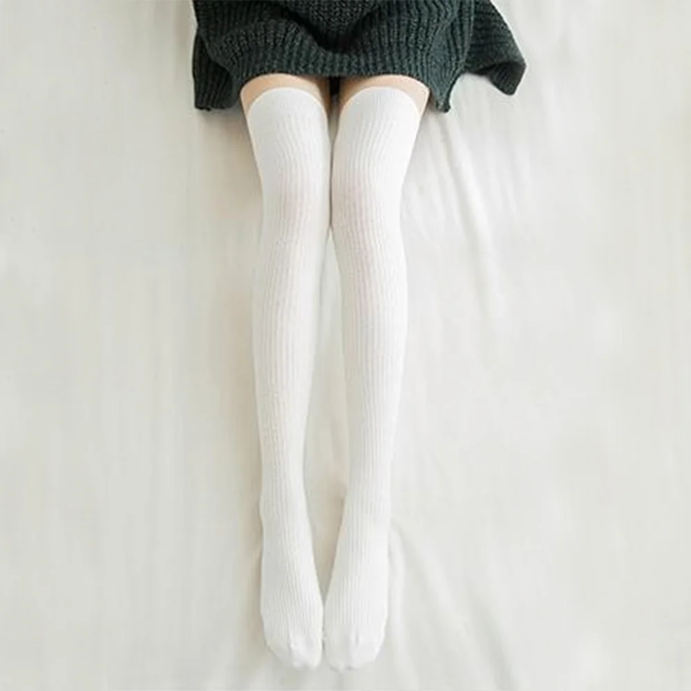 Women's Winter High Stockings Warm over Knee Soft Wool Stockings Cotton Striped Long Socks Thigh Stocking Lolita Thick Warm Sock - Kimlud