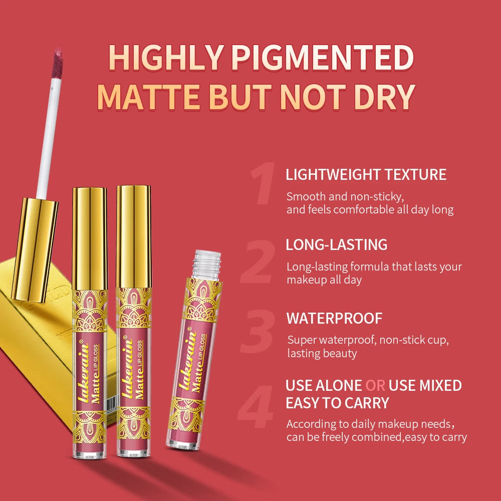 Golden Bar Luxury Lipstick Timeless Velvety Smooth Finish Intense Color Stay Smudge-Proof & Waterproof Valentines Day Gift for H - Kimlud