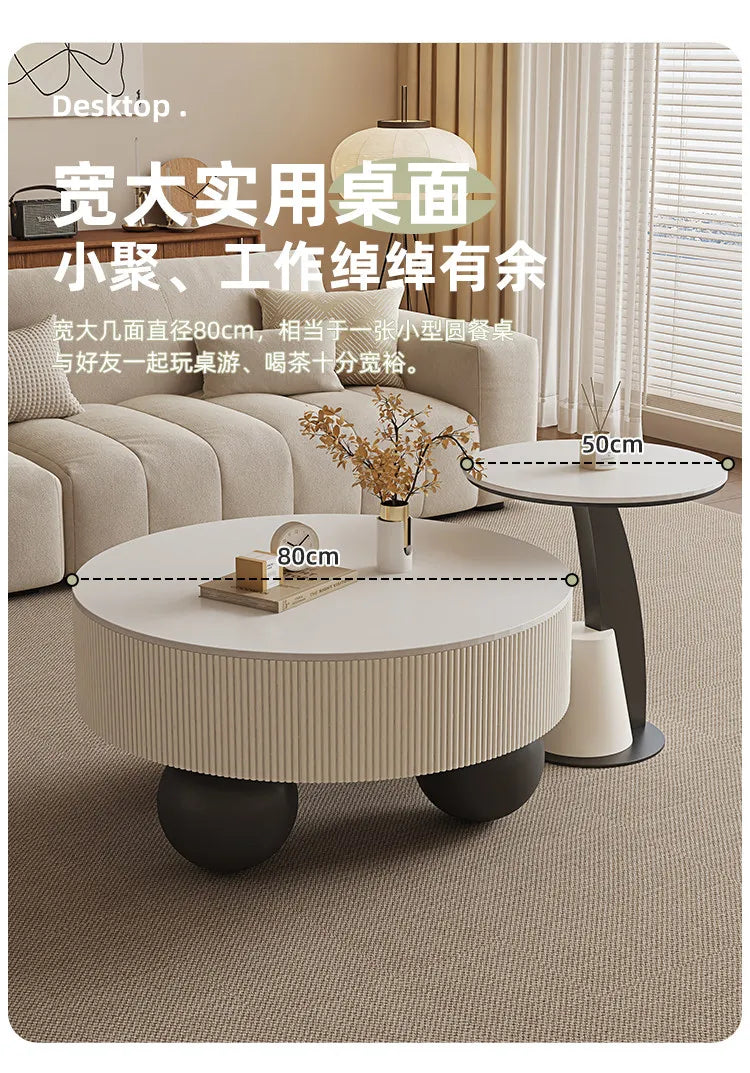 Round Designer Coffee Table Storage Nordic Aesthetic Minimalist Coffee Table Drawers Italian Simple Mesa Auxiliar Home...