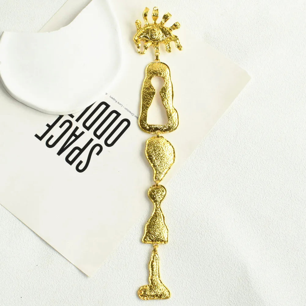 Vintage Abstract Metal Alloy Facial Charms Pin Brooches for Women Jewelry Exaggerated Coat Statement Brooch Accessory |...