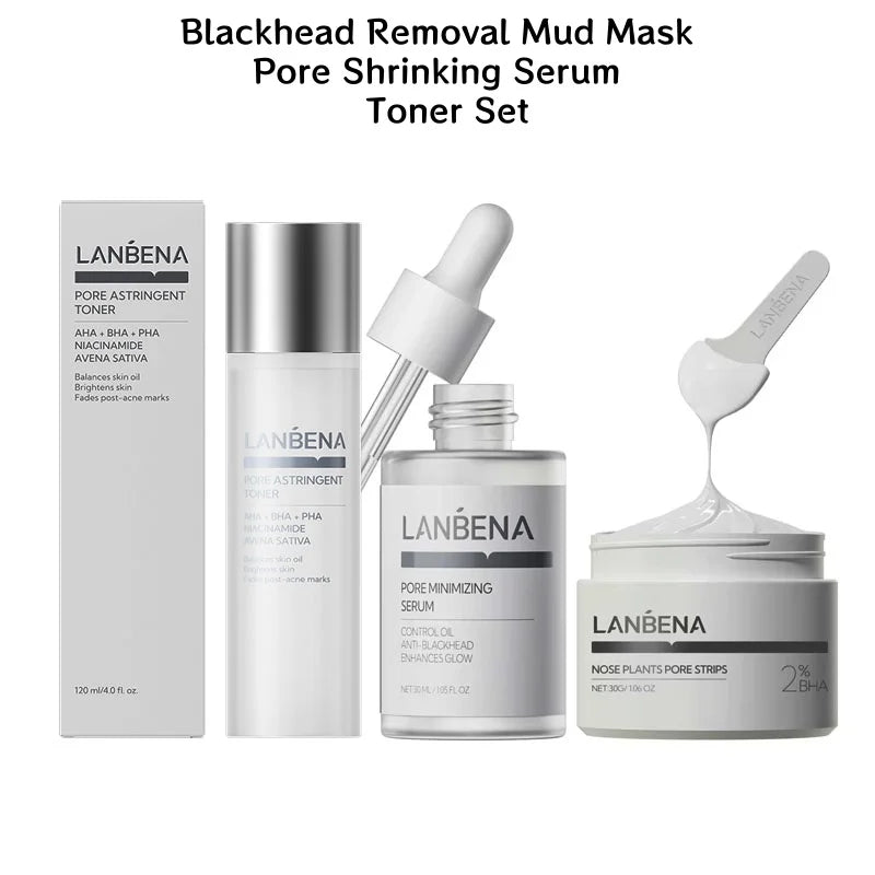 LANBENA Blackhead-Removing Mud Mask Pore-Shrinking Essence Toner Set | Kimlud Premium Lanbena