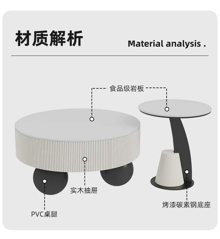 Round Designer Coffee Table Storage Nordic Aesthetic Minimalist Coffee Table Drawers Italian Simple Mesa Auxiliar Home...