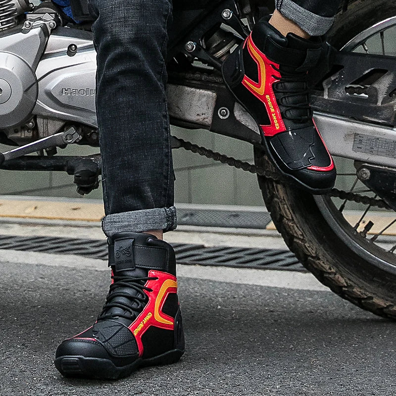 Men Mountain Riding Shoe Outdoor Buckle Casual Shoes Couple's Style Women High Top Motorcycle Shoes Fashionable Motorcycle Shoes - Kimlud