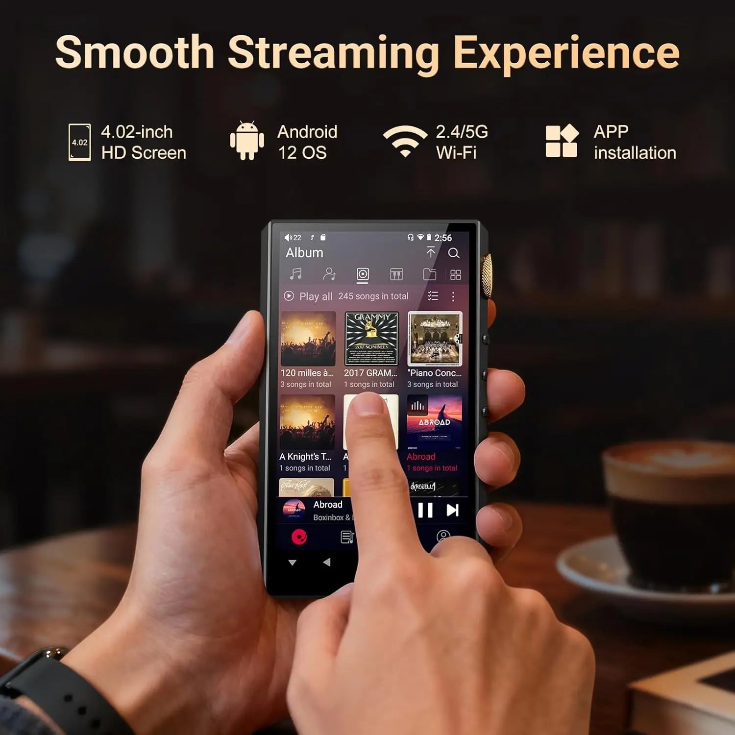 Oilsky 160GB HiFi Hi-Res Audio Player, Bluetooth and WiFi, 4.4mm Balanced, Dual ESS DAC, 4.02" Digital DSD512 Lossless Spotify