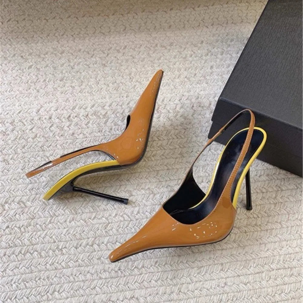 New Sexy Pointed Toe High Heeled Shoes for Woman's Thin Heels Slip-On Summer Pumps Luxury Lady Black Wedding Party Sandal
