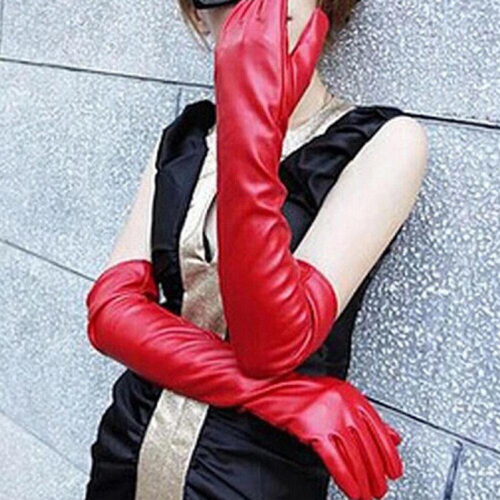 Full Finger Gloves Windproof Dress Gloves Faux Leather Long Arm Gloves Costume Gloves For Dating Gifts