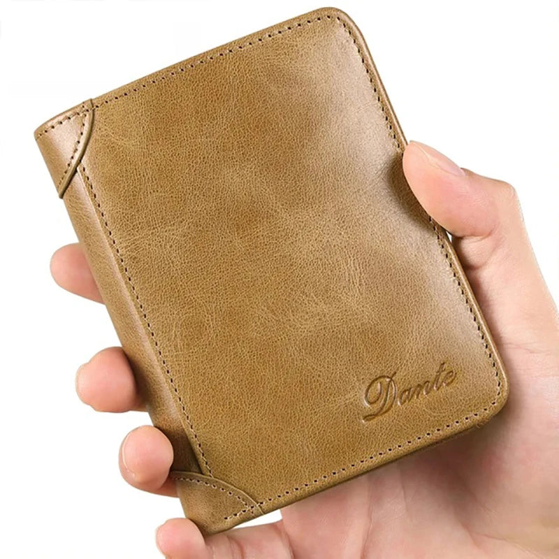 Dante Classic Retro Style Wallet 100% Genuine Leather Men Wallets Short Male Purse Card Holder Wallet Men Fashion High Quality