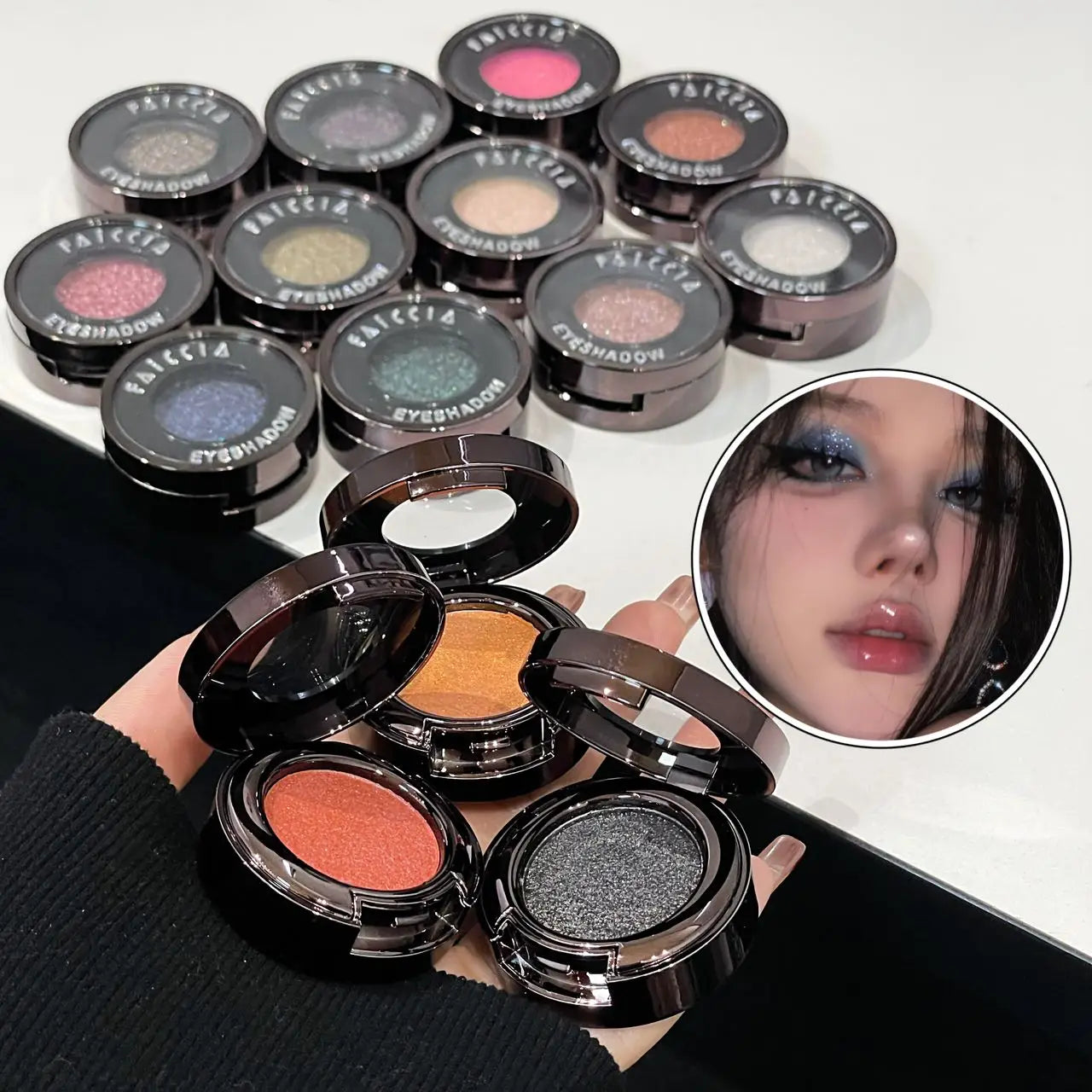 Metallic Glitter Smoked Green Eyeshadow Cream Chameleon Blue Sparkling Shimmer Highlighter Eyeshadow Palette Eye Shadow Makeup - Kimlud