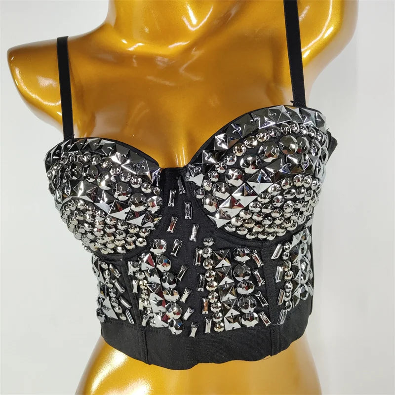 Quality Pearl Tank Tops Rhinestone Women Crop Top Club Clothes Streetwear Y2K Corset Woman Shaper Camis Fashion Feamale Clothing