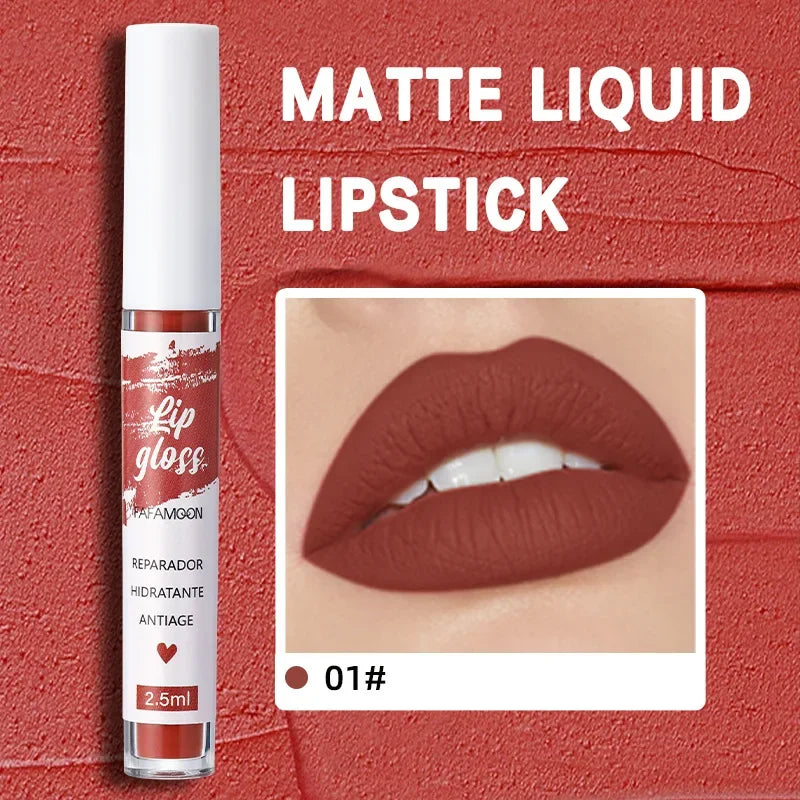 Rose Red Matte Liquid Lipstick Makeup Lip Glaze Moisturizing Waterproof Durable Lip Mud Non-stick Cup Lip Gloss Makeup...