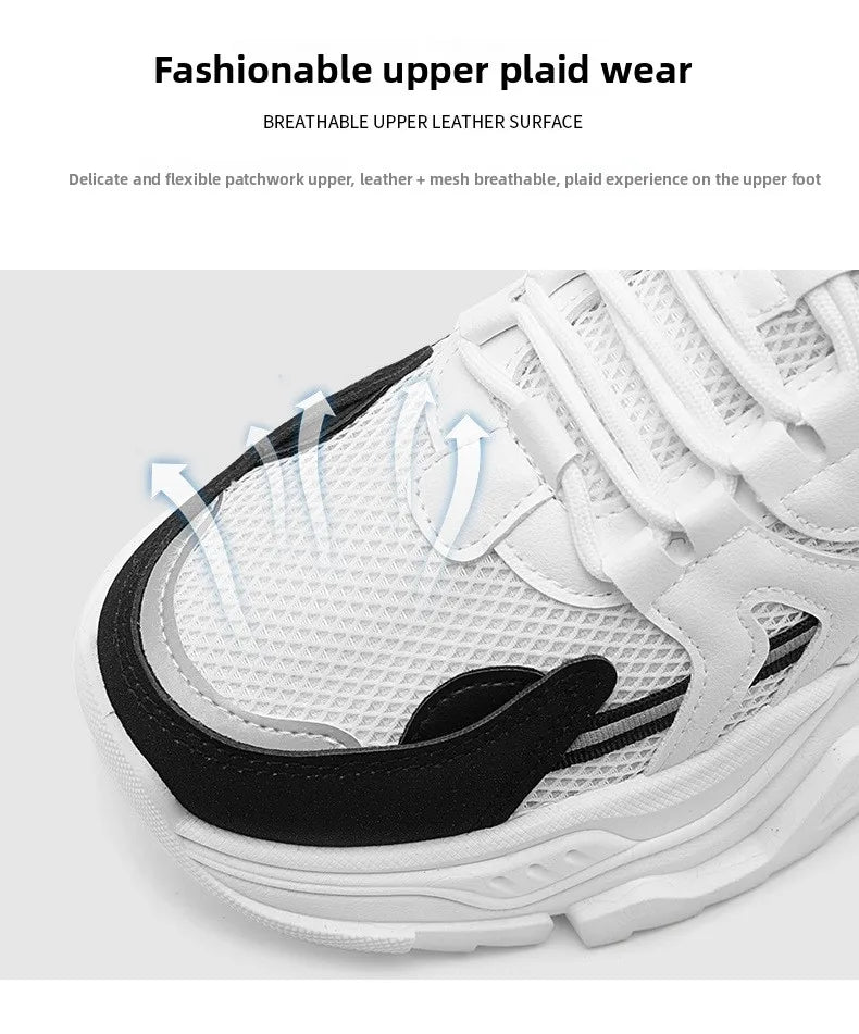 New Fashion Mens Thick Sole Platform Sneakers Breathable Mesh Lightweight Low Top Dad Shoes Casual Sports Walking Shoes - Kimlud