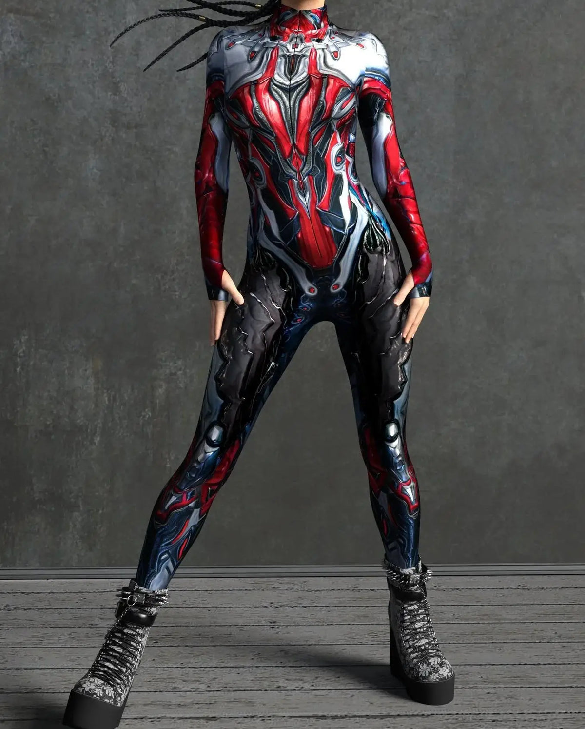 Women Cyber Armor 3D Printing Bodysuit Halloween Carnival Punk Cosplay Zentai Suit Festival Jumpsuit Party Morphsuit Rave Outfit - Kimlud