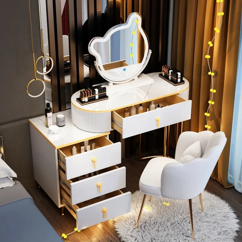 Modern Luxury Vanity Table Storage European Big Study Corner Women Organizer Dressing Table Girl Penteadeira Chinese Furniture