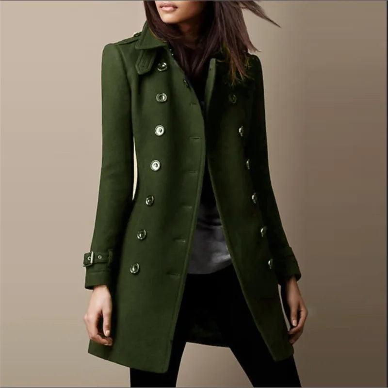 Fall Winter New Elegant Women's Jacket Coat Fashion Woolen Black Long Sleeve Double Breasted Loose Streetwear Women Coats Jacket