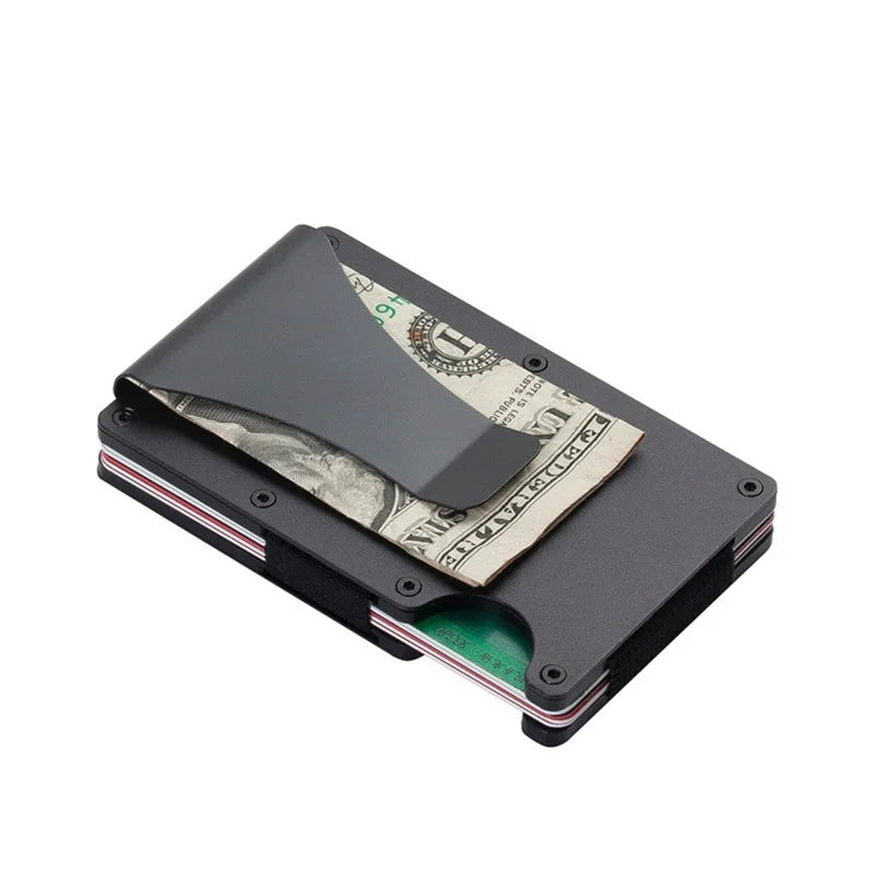 RFID Clip Metal Wallet Blocking Aluminum Minimalist Credit Card Holder Money Wallets 2024 All Color Slim Business Bank Id Case