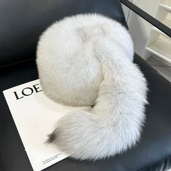 Winter Women Fashion Real Fur Hat Natural Fox Fur Hats Headgear Russian Outdoor Cap Ladies Thicken Warm Fur Caps