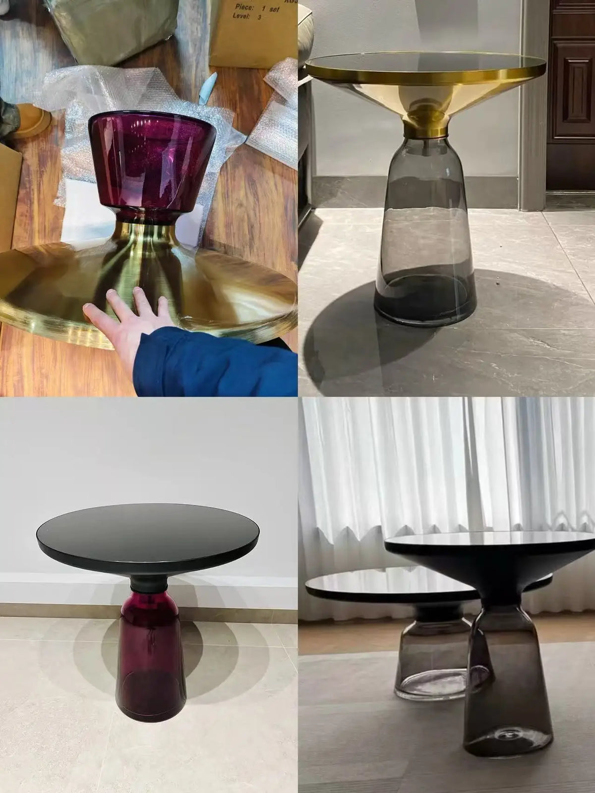 Nordic Creative Glass Round Coffee Table Combination Living Room Reception Side Table Transparent Light Luxury Coffee Tables - Kimlud