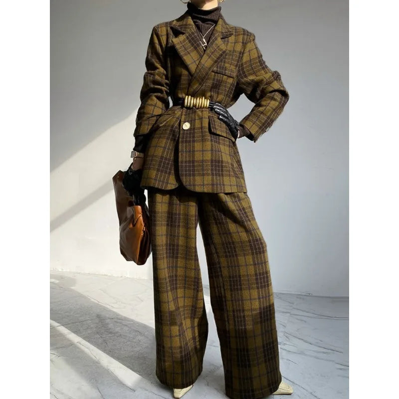 Tinaa Woolen Blend Plus Size Jackets Womens 2025 Winter Warm Plaid Lapel Notch Collar Long Sleeve Office Lady Outerwear 184064 - Kimlud
