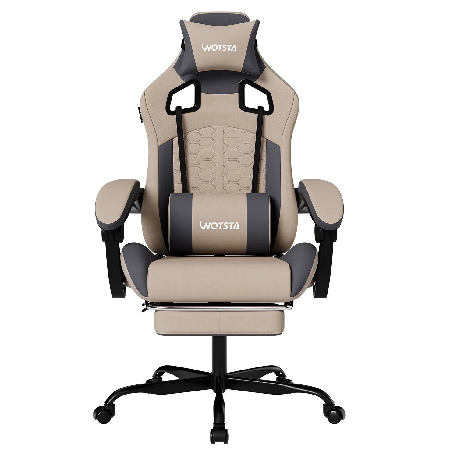 WOTSTA Gaming Chair with Footrest, Lumbar Support, Adjustable Height, Swivel Seat, Headrest ,For Office or Gaming