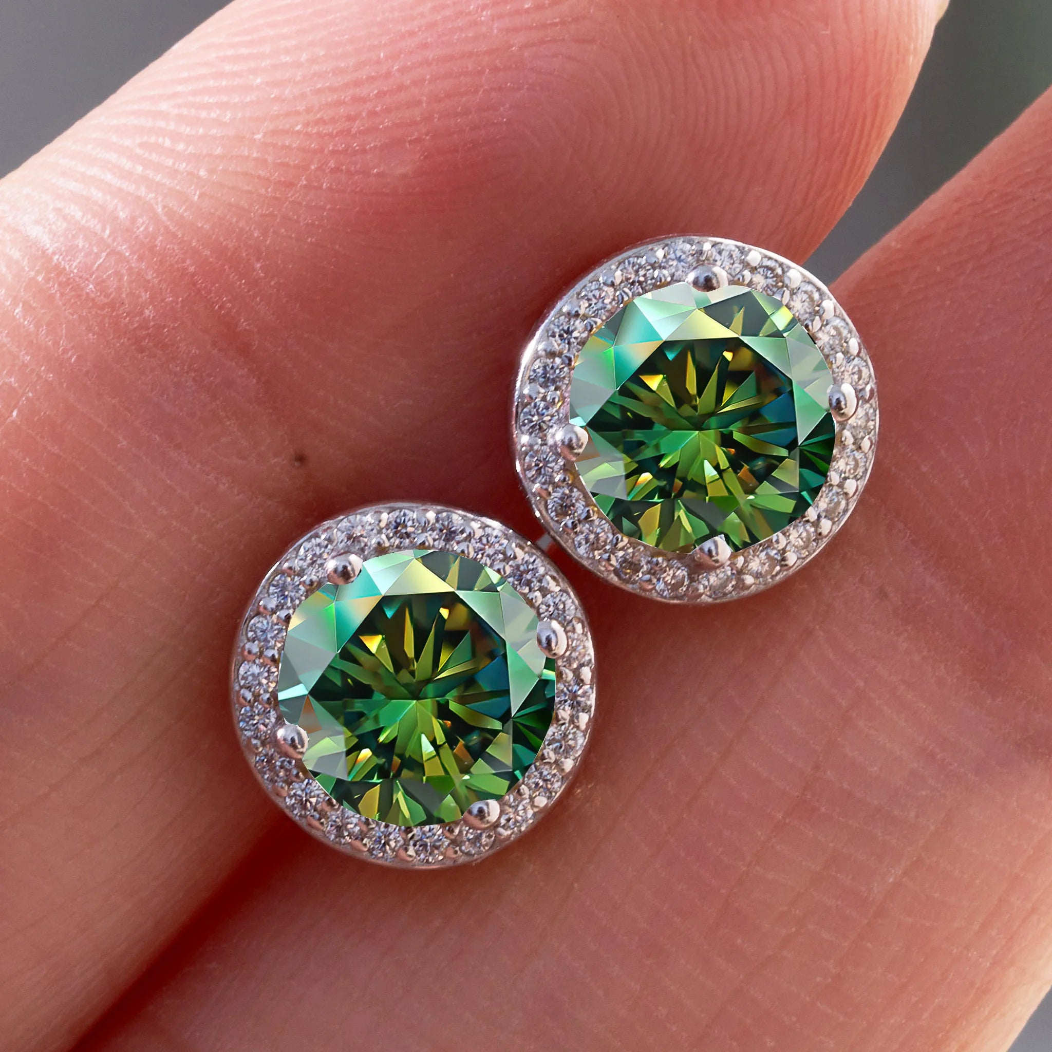 925 Sterling Silver 1 Carat Moissanite Round Earrings Engagement Wedding Daily Work Party Travel Luxurious Gift For Women