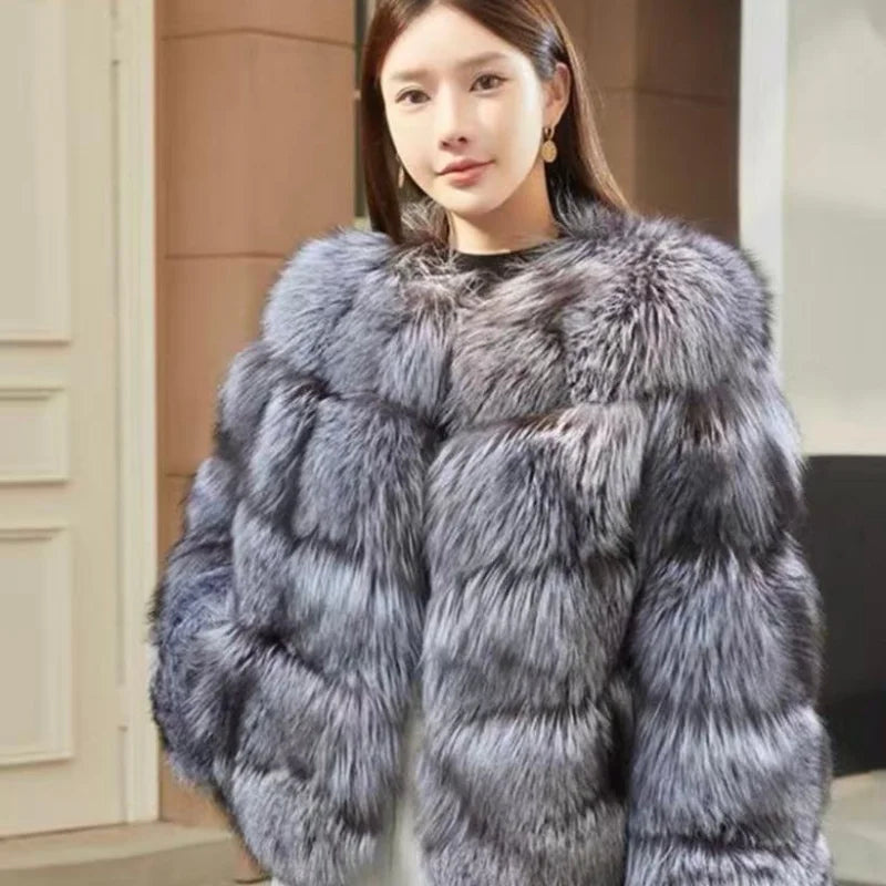 Fox Fur Coat Silver Fox Fur Jacket