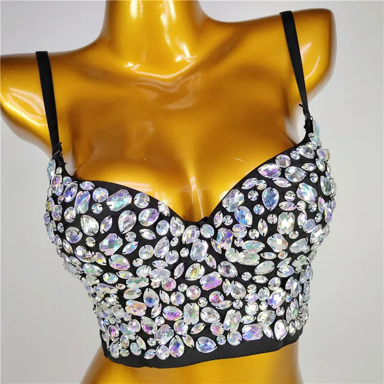 Quality Pearl Tank Tops Rhinestone Women Crop Top Club Clothes Streetwear Y2K Corset Woman Shaper Camis Fashion Feamale Clothing