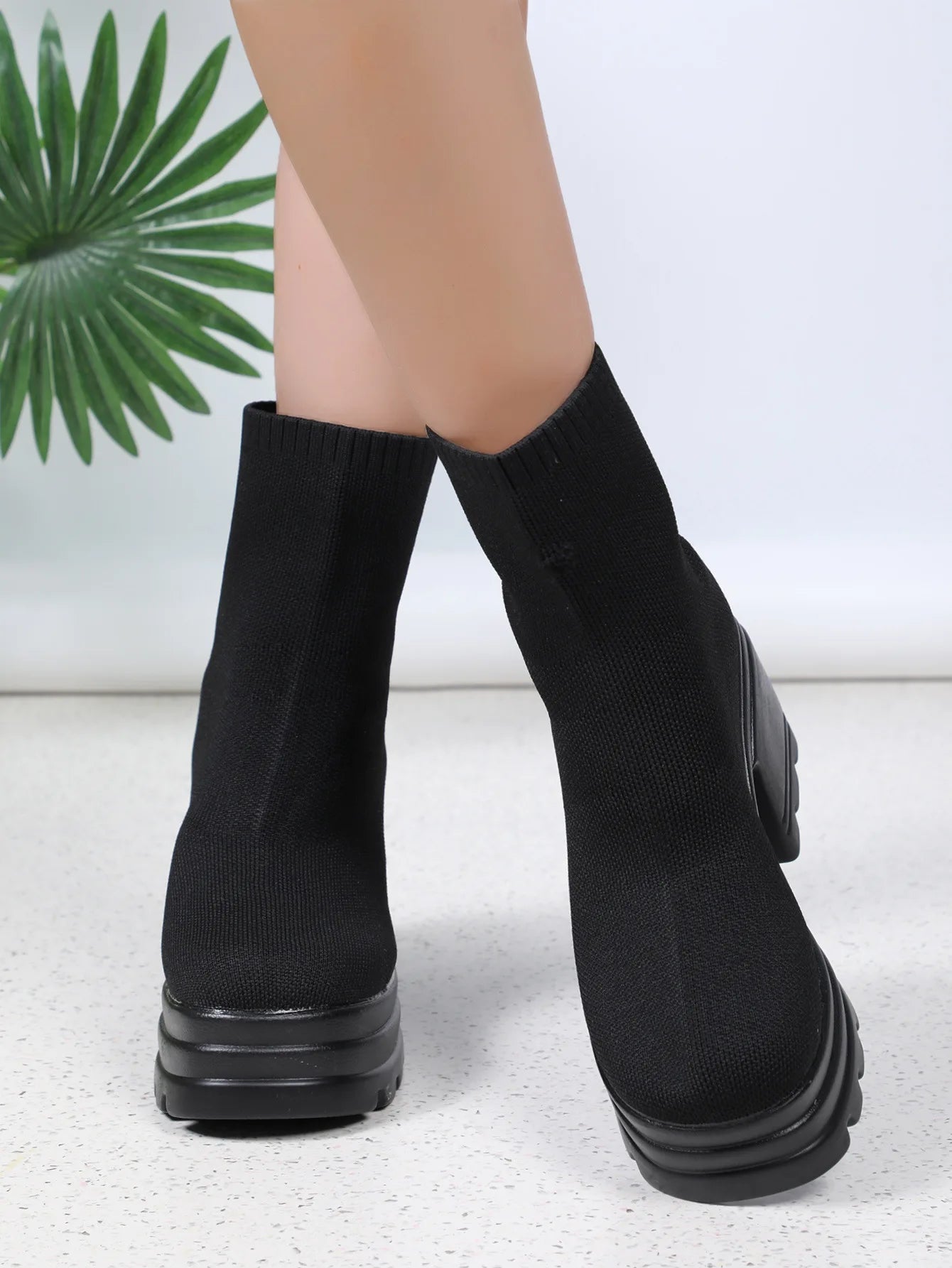 2026 Women's Boots Fashion Heels Platform Ankle Boot Breathable Comfort Elastic Sock Boot Patent Leather for Women...