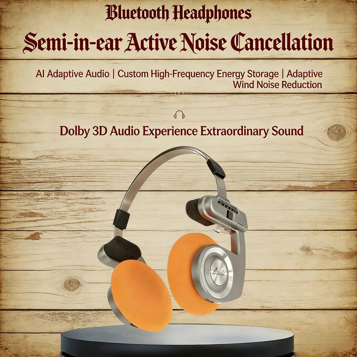 Foldable Portable Retro Style Wireless Headphones Bluetooth 5.3 HIFI Stereo Noise Reduction Long Battery Life Over-ear Earphones