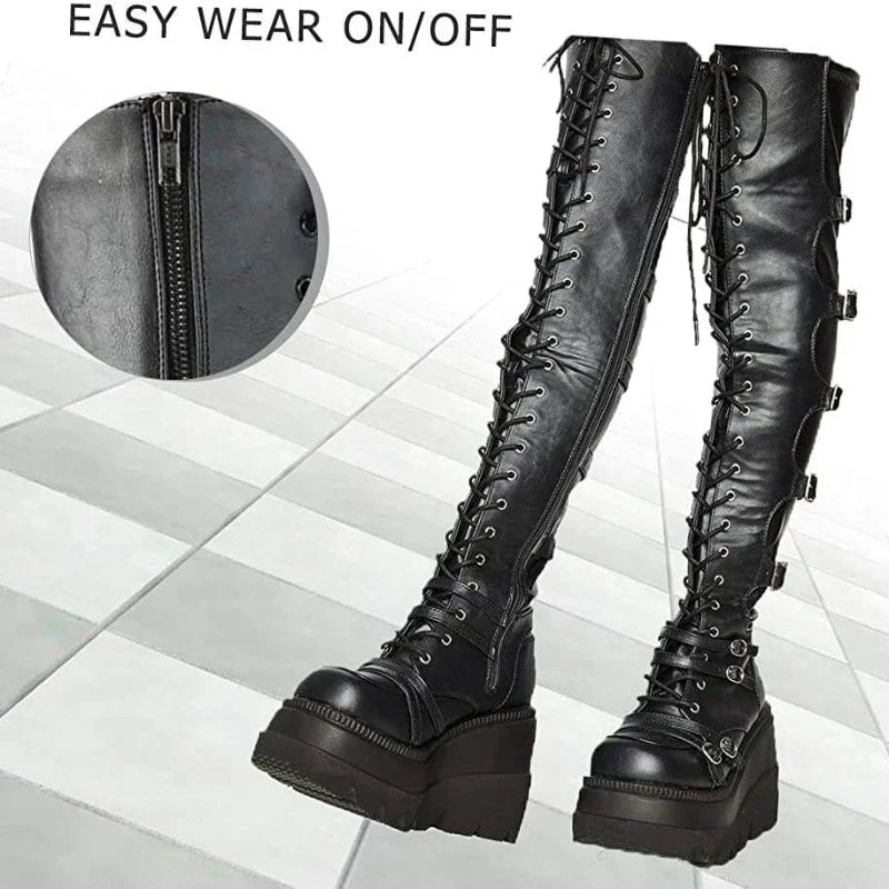Wedges Long Boots for Women Autumn Winter Over-the-knee Boots Cosplay High Platform Women Boots New High Heel Gothic...