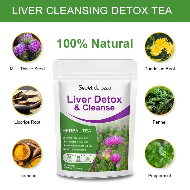 30 Tea Bags Liver,Kidney and Pancrea Herbal Compound Detox & Cleanse Herbal Milk Thistle Tea