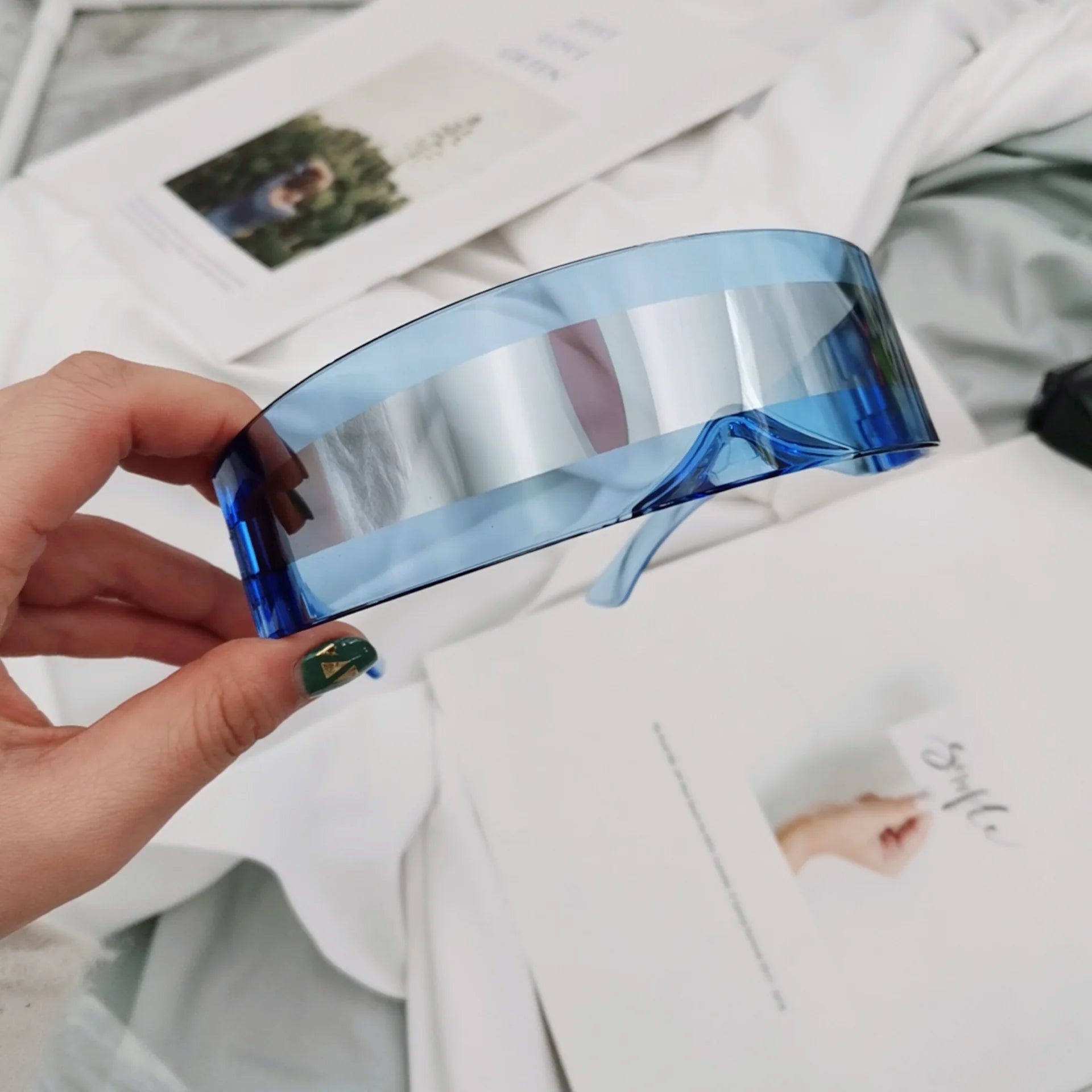 New Arrival Y2k women Sunglasses Laser Eyeglasses technological sense Mirrored Lens Eyewear Glasses integrated Men sun...