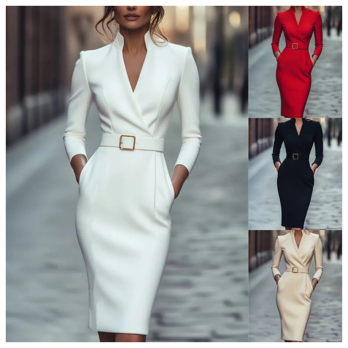 Women Dresses 2026 new autumn Spring solid color puff sleeve high-end elegant ladylike dress women's clothing vestidoes...