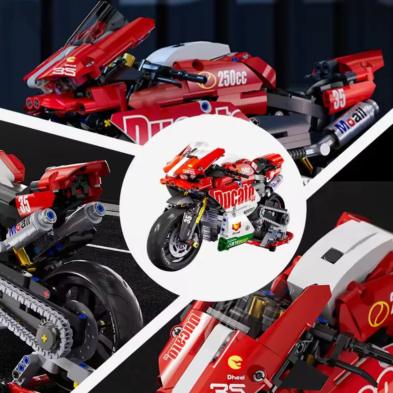 Red 1:10 Racer Motorcycle Building Blocks Set 800+ Pcs MOC DIY Bricks Gifts For Boys Kids Adults Racing Model DIY Toys Christmas