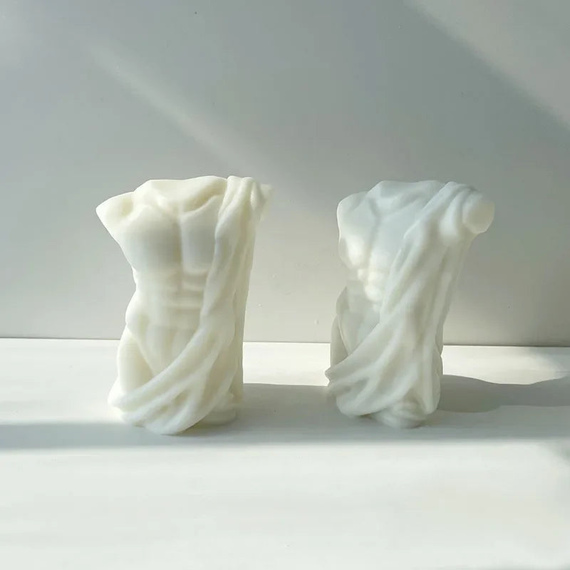 Adonis Sculpture Torso Mold Human Candle Mold DIY Body Abdominal Muscle Man's Statue Plaster Sculpture Male Silicone Mold