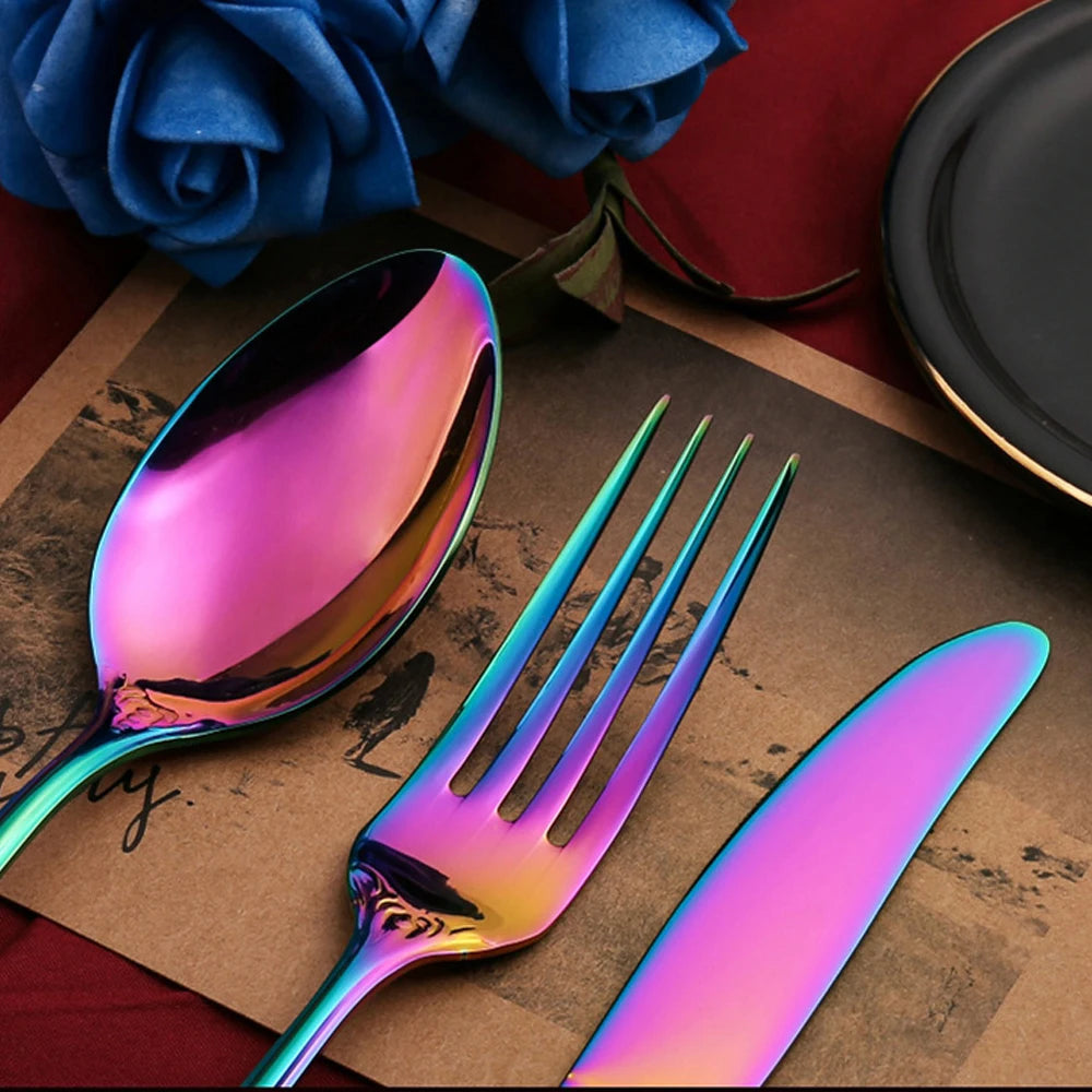 Golden Stainless Steel Cutlery Set Royal European Spoon Fork Complete Tableware Retro Design Dishwasher Safe Elegant...
