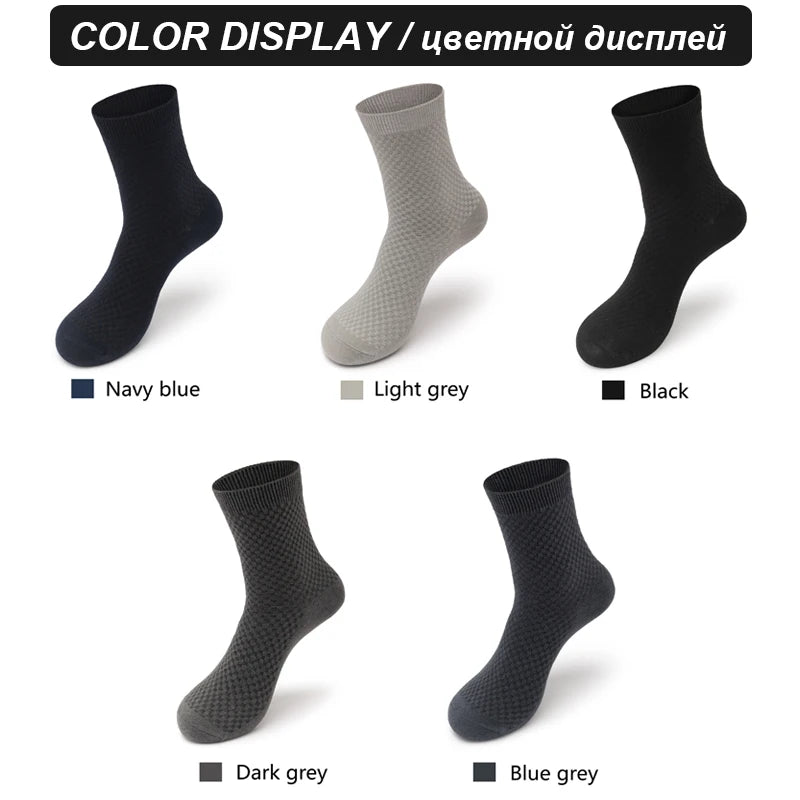 High Quality 10 Pairs/lot Men Bamboo Fiber Socks Breathable Compression Long Socks Business Casual Male Large size 38-45...
